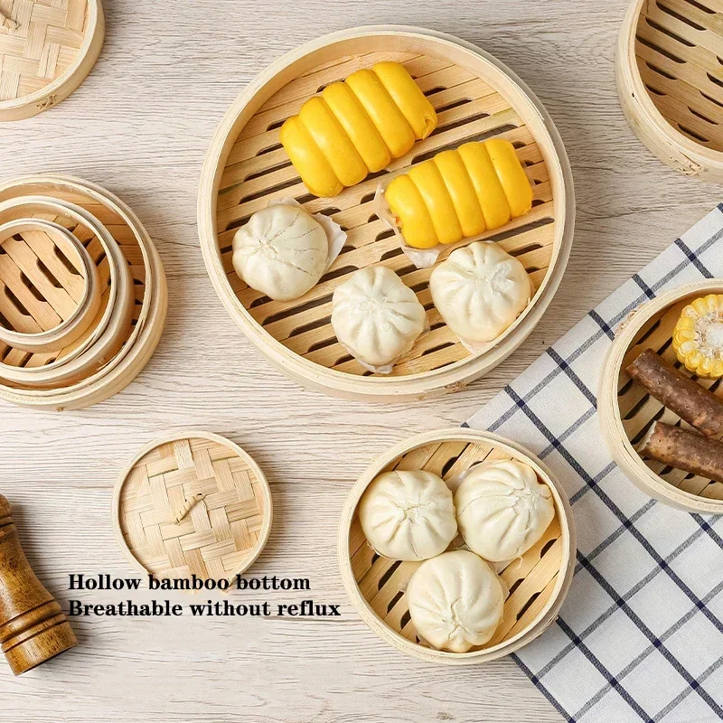 1/2/3 Layer Bamboo Steamer With Cover Fish Vegetable Snack Basket Set Kitchen Cooking Tool Dumpling Steamer Cookware Cage