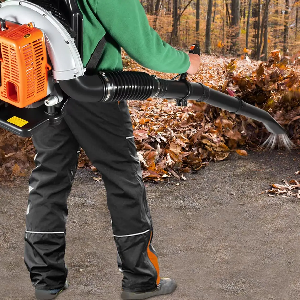 Backpack Leaf Blower Gasoline Leaf Blower 2.7KW 2-Stroke Power Blower 1.8L Fuel Tank 1 Hour Runtime Adjustable Shoulder Strap Low Fuel Consumption For Leaf Snow Dust Removal Road Construction Fire Fighting