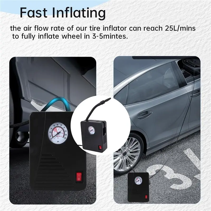 Multi-Purpose Portable Tire Inflator Air Compressor Car Air Pump For Car Tires Motorcycle 100PSI Fast Inflating Tires Inflator