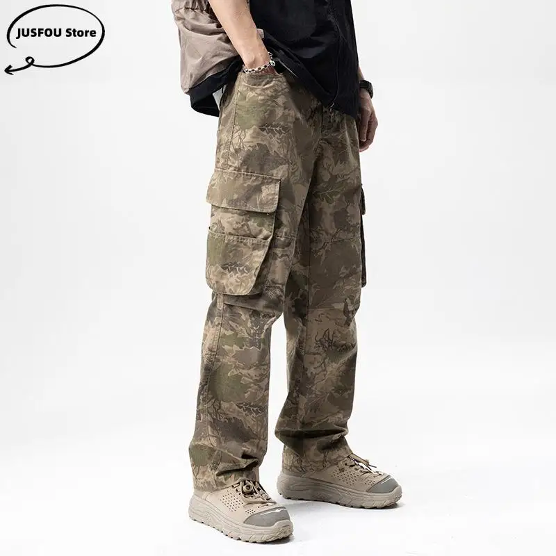 Desert Camouflage Overalls Men's 2025 New Loose Straight Fashion Men's High-End Street Korean Style Versatile Casual Pants