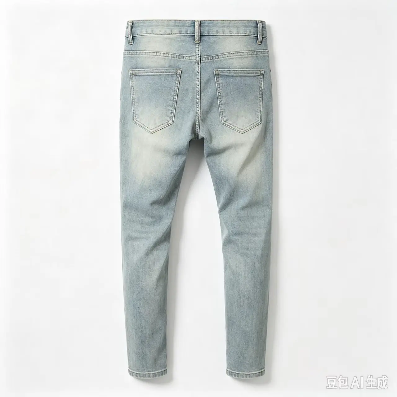 Men Light Blue Ripped Jeans Patch Design Slim Fit Biker Denim Pants Vintage Wash Casual Streetwear TrousersY2K