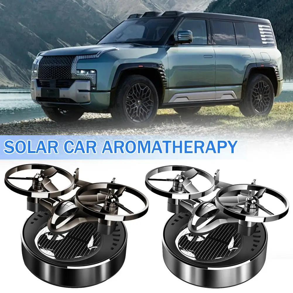 NEW High-end Solar Car Air Freshener Aircraft Rotating Car Interior Car Diffuser Alloy+ABS Aromatherapy Perfume Fragrance D Q9W9