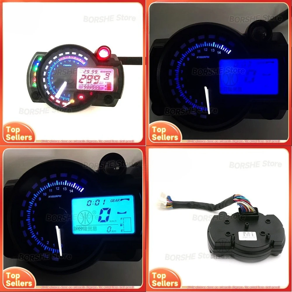 

2026 Digital Motorcycle Speedometer Odometer Gauge Display with Waterproof LCD Modification Suitable for Universal Models