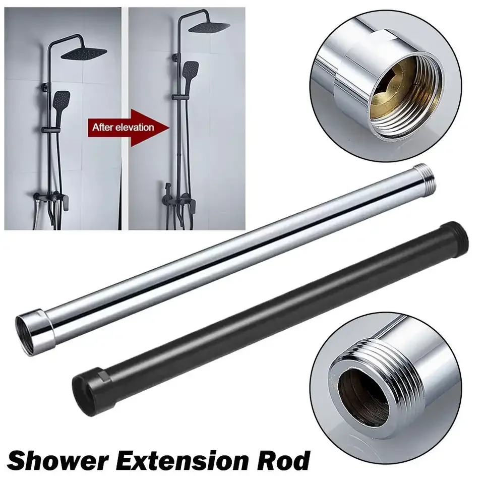 

30cm Shower Extension Tube Stainless Steel Square Round Longer Shower Pipe Bathroom Shower Slide Bars Extender Rod Accessories