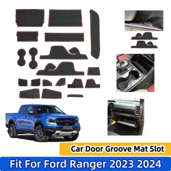 Fit For Ford Ranger 2023 2024 Silicone Car Door Groove Mat Slot Dashboard Instrument Panel Anti-dust Pad Mat Interior Accessorie