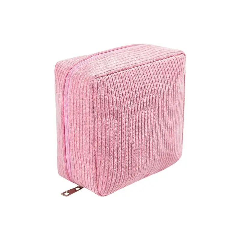 Corduroy-Hygieneartikel-Aufbewahrungstasche mit weicher Oberfläche und sicherem Reißverschluss für den täglichen Gebrauch, Reise-Handtaschen-Organizer – Detail 6