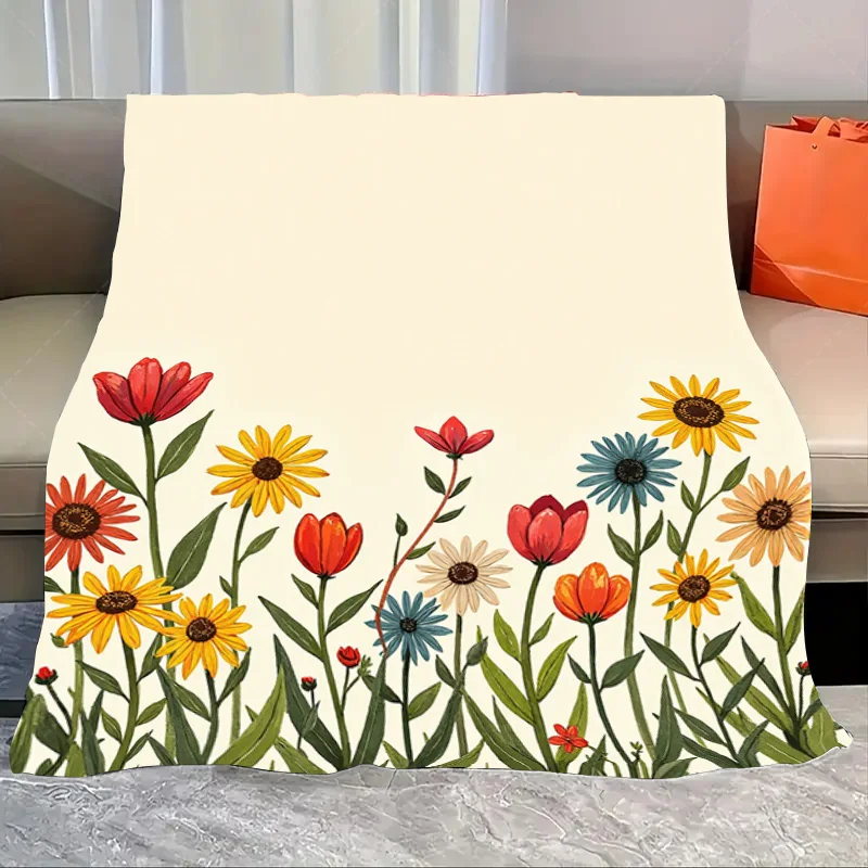 

1pc Flannel Blanket Charming Floral Print Throw Blanket for Cozy Home Decor