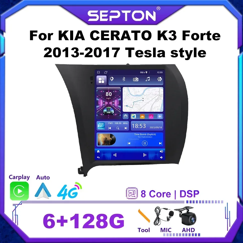 SEPTON 9.7'' Smart Car System Screen for KIA CERATO K3 Forte 2013-2017 Tesla Style car radio Stereo Multimedia Carplay Navi GPS