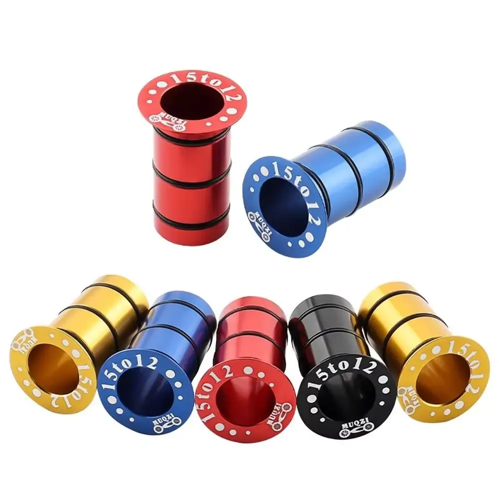 2Pcs 15mm To 12mm Bike Hub Thru Axle Adapter Aluminum Alloy Stable Thru Axle Side Cover Adapter with Spare Sealing Ring Colorful