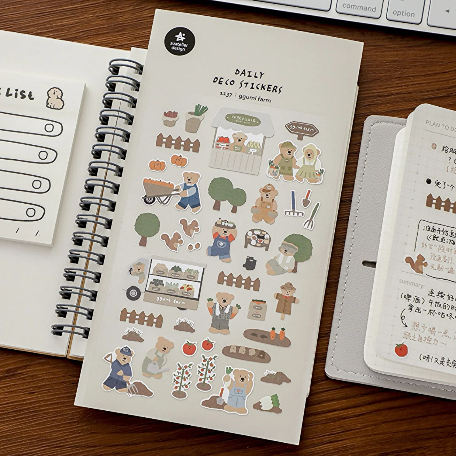 Korean Import Suatelier Ggumi Bear Daily Life Paper Stickers Scrapbook Decoration Stationery DIY Stickers School Office Supply