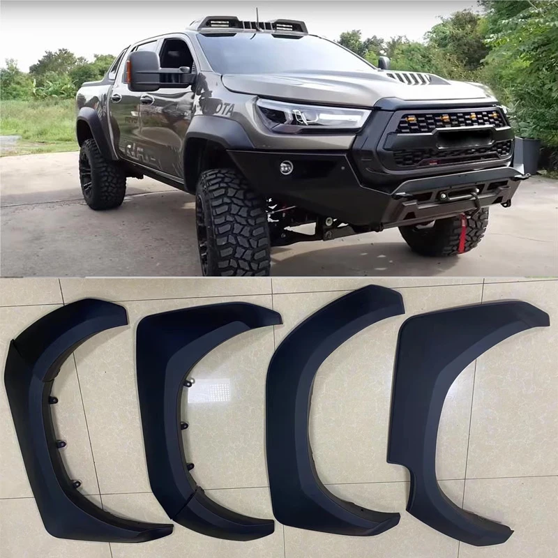 Wheel Arch Mudguards For Toyota Hilux Revo Rocco 2015 2016 2017 2018 2019 2020 2021 2022 Pickup Car Fender Flares Matte Black