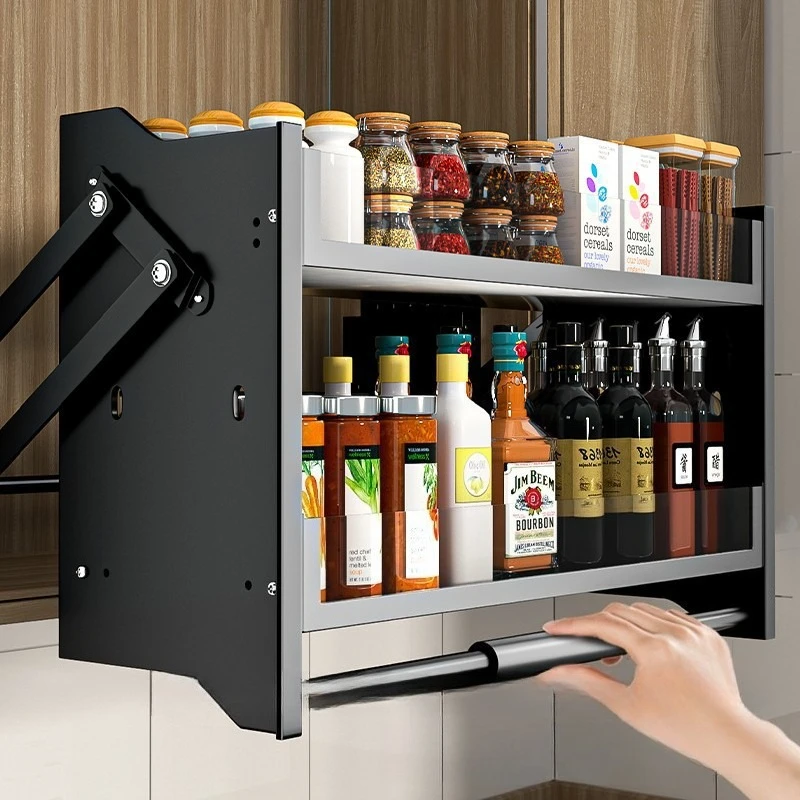 Kitchen damping buffer cabinet pull basket drawer type hanging cabinet lift pull basket pull down type