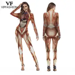 VIP FASHION Muscle Organ Halloween Cosplay Costume Woman Fancy Party Jumpsuit Zentai Bodysuit Carnival Purim Disguise Clothes