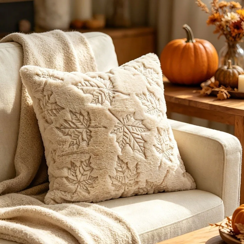 Pumpkin Pattern Hallow Throw Pillow Covers Embroidered Zipper Closure Cushion Covers Soft Decorative Pillowslip