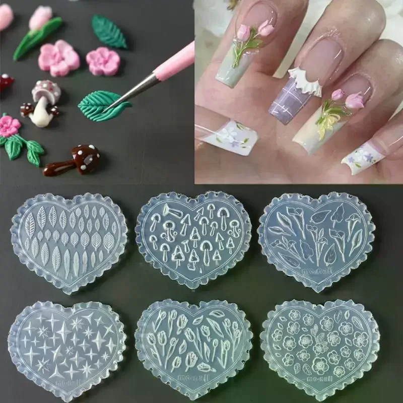 Rose Flower Butterfly 3D Silicone Nails Mold Tulip Nails Templates DIY Nail Art Decor Soft Stamping Mold Manicure Design Tools