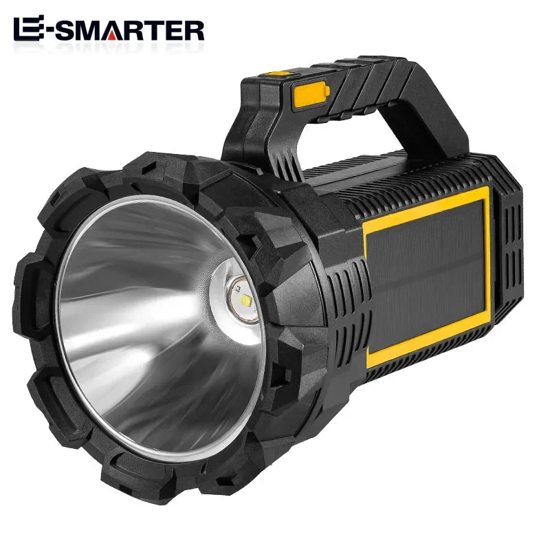 Emergency LED Flashlight Solar Charging Large Capacity Battery Waterproof Service Work Light Power Bank Lamp for Outdoor