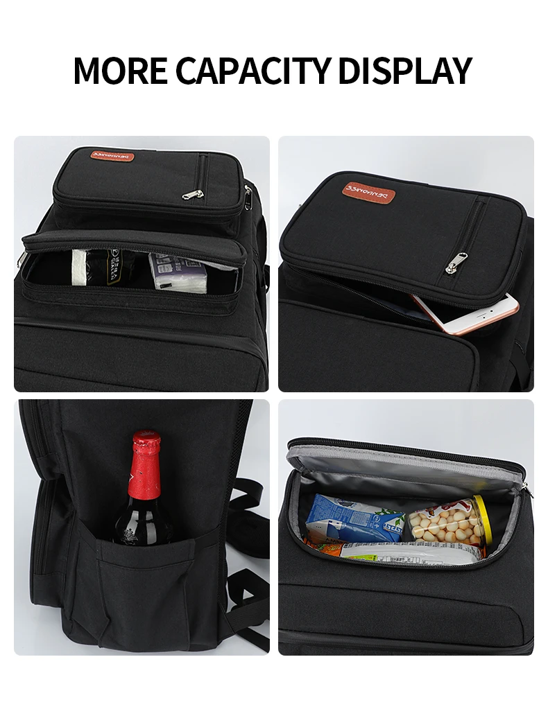 Thermo-Picknick-Kühlrucksack mit großer Kapazität, Outdoor-Camping-Mahlzeit mit Flaschenöffner, 100 % auslaufsichere, isolierte Bierkühltaschen – Detail 7
