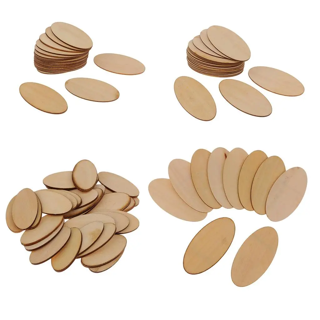 Unfinished Oval Wood Slices Blank 1.5mm Thick for , Painting, Writing, Photo Props and Decorations - 4 Sizes to Choose