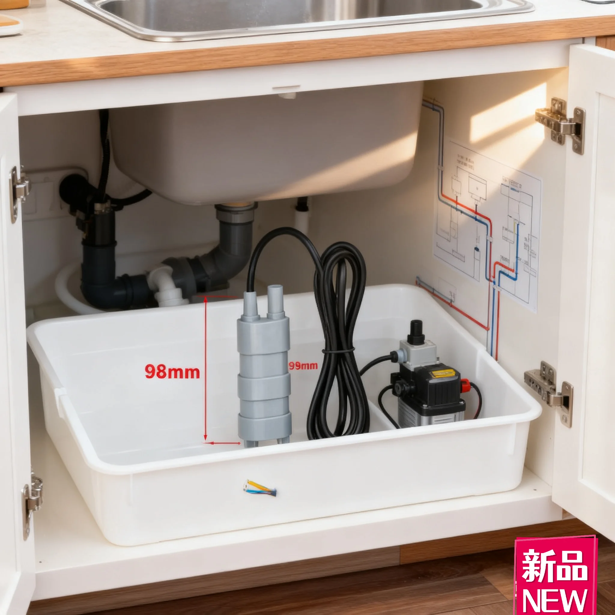 مضخة غاطسة RV 12V، تدفق عالي 1000 لتر/ساعة مع قابس 3 أسلاك، مدمج قوي لأحواض السمك، أداة RV البحرية