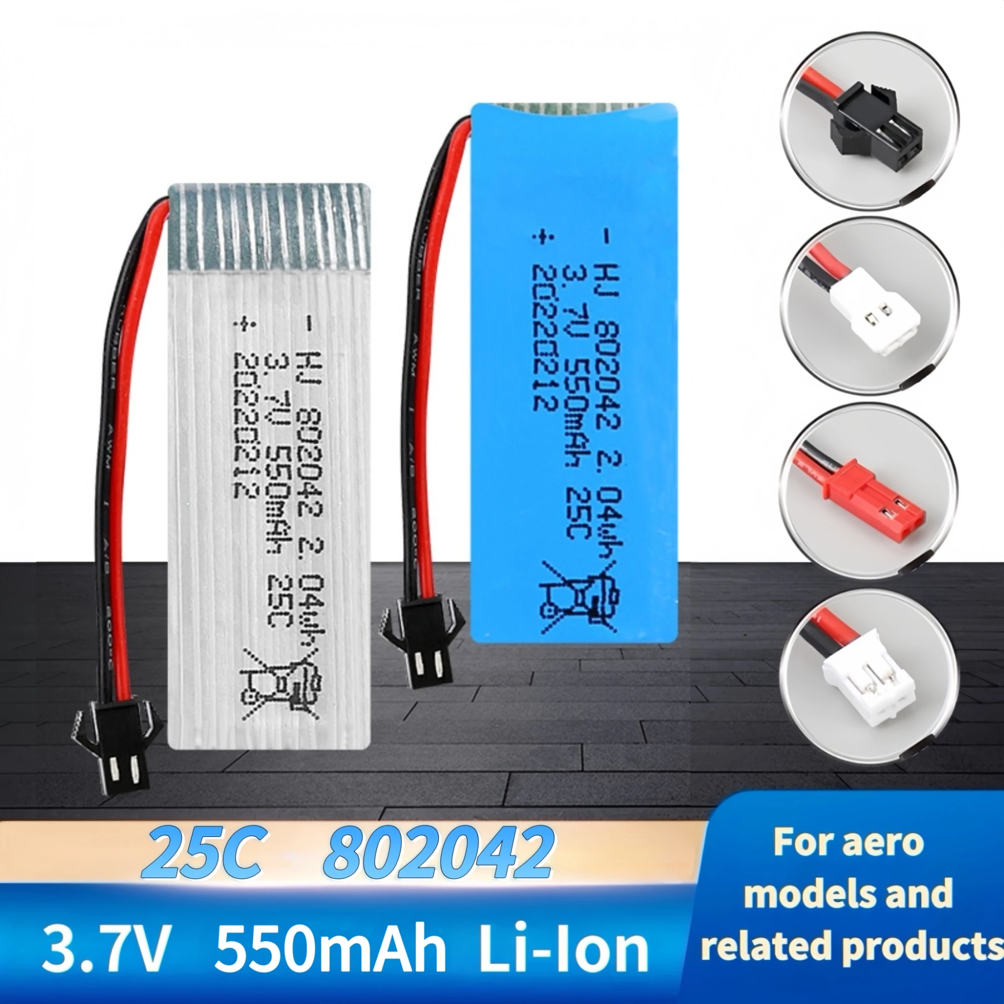 802042   แบตเตอรี่ 3.7V 550mAh 25C Lipo แบตเตอรี่ USB Charger สําหรับ You Di U816 U941A U927 WIFI818 107 385 Drone ‌   เครื่องบิน RC ปีกคงที่