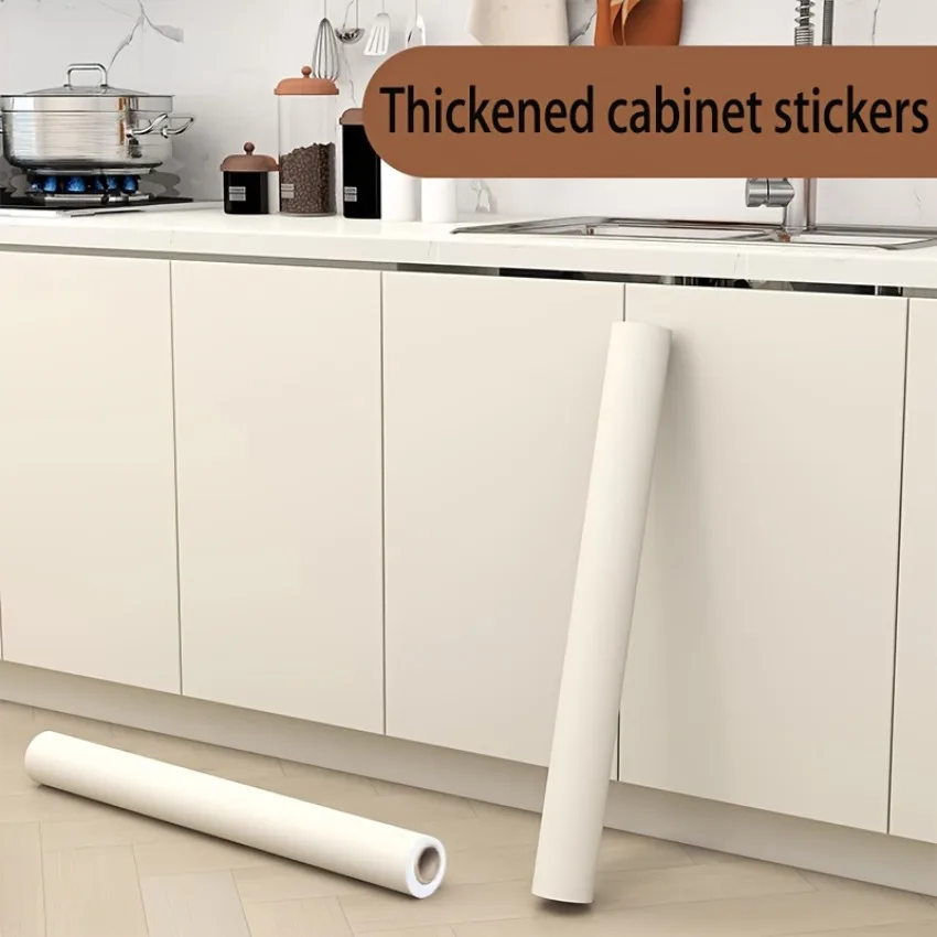 Self-Adhesive Wallpaper for Kitchen Cabinet Stove Solid Color Peel & Stick Waterproof Oil Proof Stickers Furniture Renovation