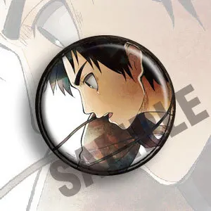 هجوم على تيتان أنيمي شارة 58 مللي متر D نوع 2D تأثيري هدية دبوس ميكاسا ليفي المشارك البضائع تحصيل مروحة الفن تذكارية مانغا