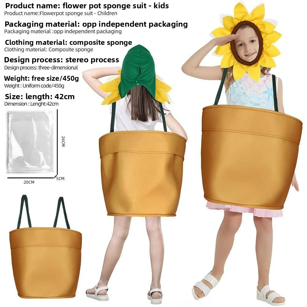 

loween Par Campus Parent-Child Activi Cosplay Costume Flower Pot Role-Plang Clothes Cross-Border Planting