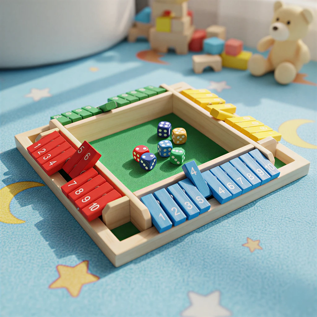 Colorful Four-Sided Flip Card Game Toy, Wooden Tabletop Dice Board Game, Family Gathering Parent-Child Interactive Game, Multiplayer Strategy Board Game, Exercises Logical Thinking and Math Skills, Learning Educational and Intellectual Toys, Birthday and Christmas Gifts for Boys and Girls