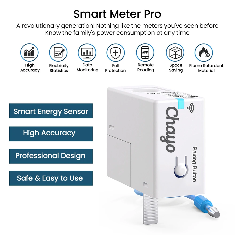Chayo Tuya Smart WiFi Energy Meter 1-50A Real Time Power Consumption Monitor,Prepaid Function Compatible with Smart Life APP