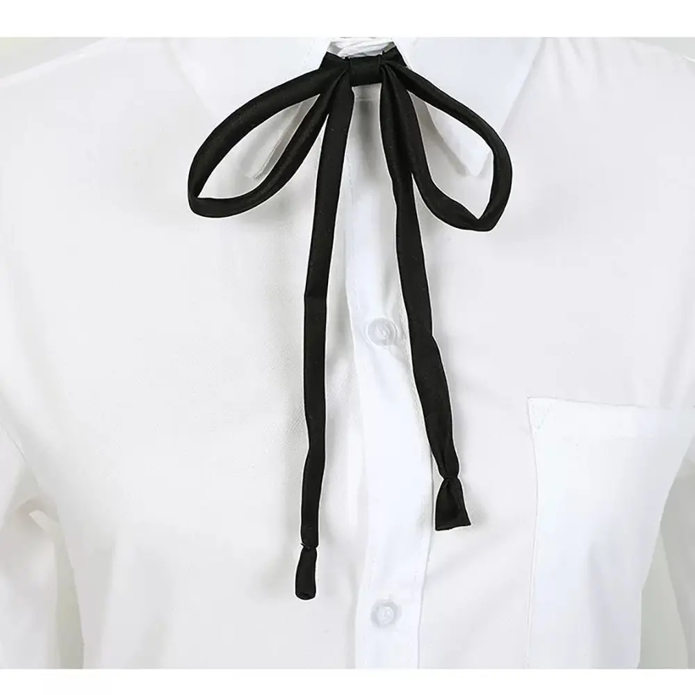 Corbata elegante de Color sólido, pajarita de satén fina, lazo para mujer, estudiante de escuela