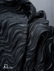 Rock formations, water ripples, Chinese style, irregular concave and convex three-dimensional texture, jacquard fabric, winter c