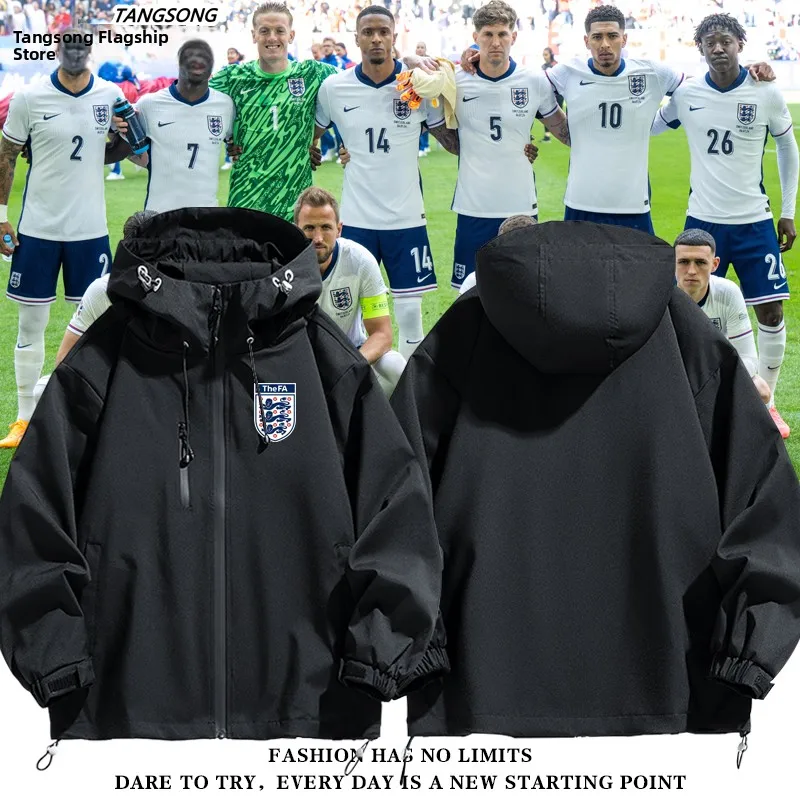 

Мужская повседневная модная ветрозащитная куртка из полиэстера с капюшоном на молнии и длинными рукавами для тренировок по футболу