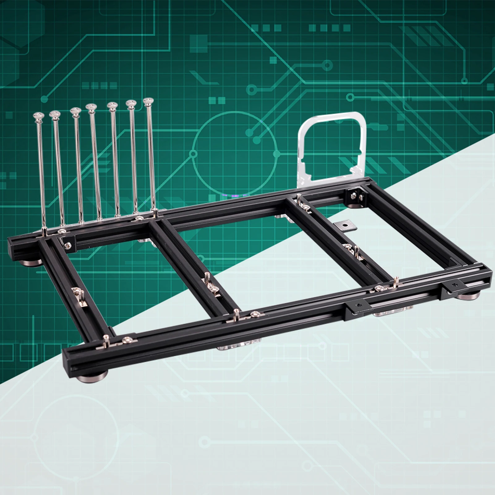 ATX-behuizing ATX-computerbehuizing DIY Open frame Aluminium ATX-computer PC-behuizing Overkloktest (zwart) Computerbehuizing