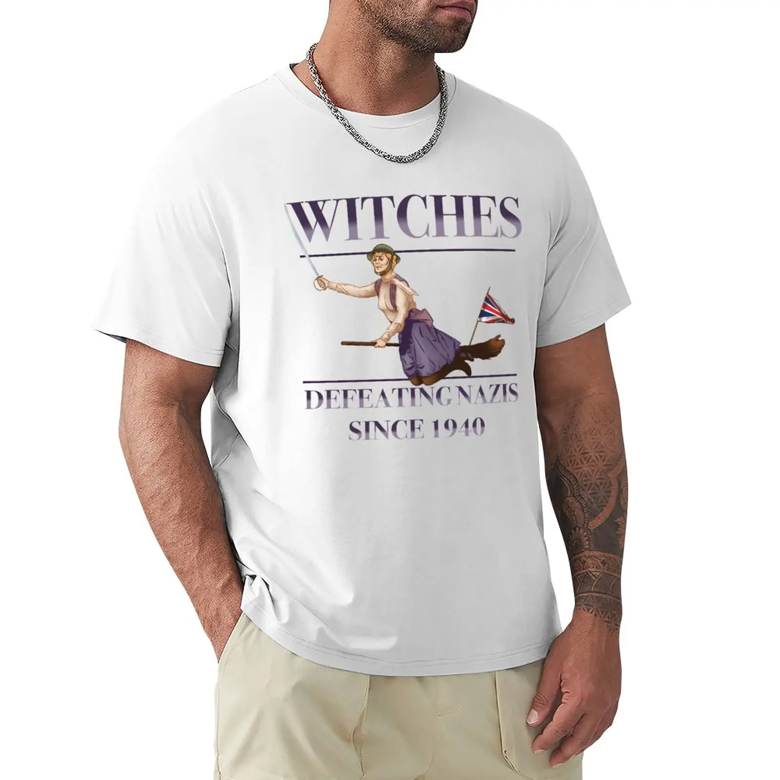 Witches Defeating Nazis T-Shirt heavyweight t shirts vintage clothes mens graphic t-shirts funny