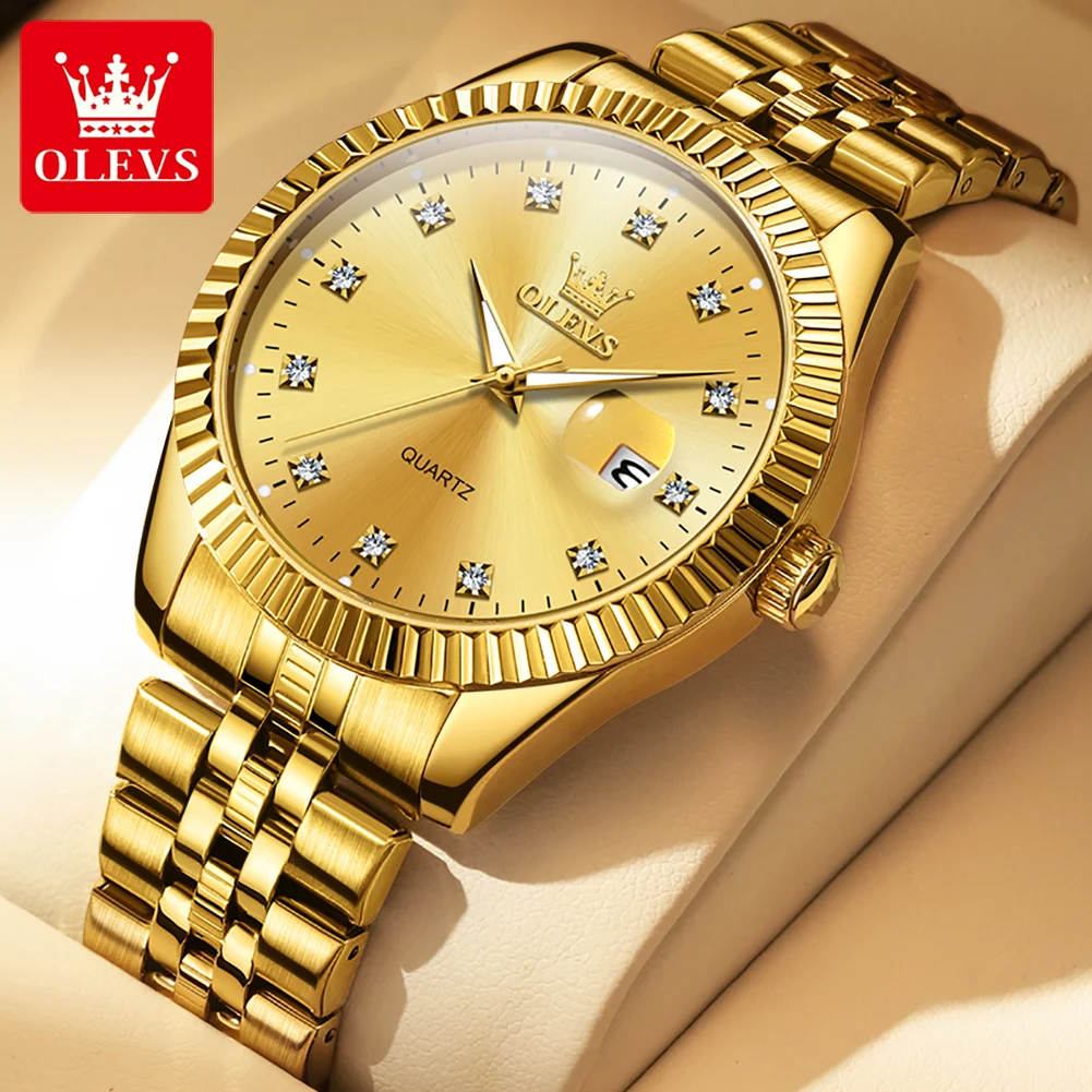 OLEVS 5526 Klassische Herren-Dressuhr Leuchtend Wasserdicht Kalender Edelstahl Original Luxus Business Quarz-Armbanduhren