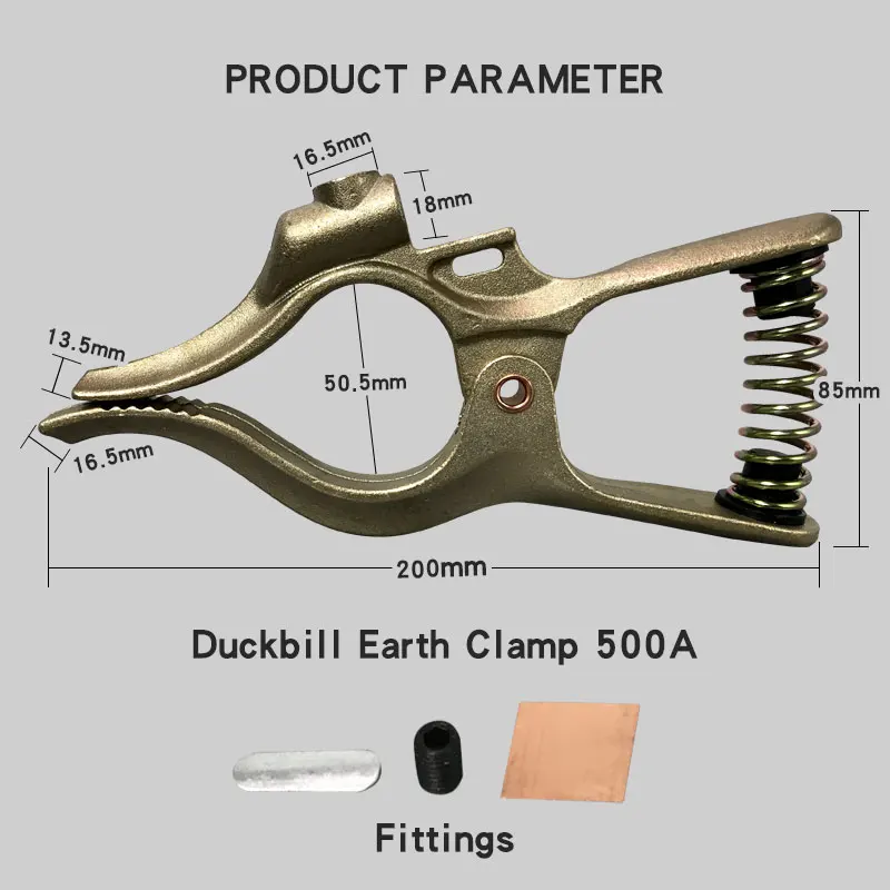 Morsetto di terra a becco d\'anatra accessori per saldatrici pinze per saldatura ad arco di Argon con messa a terra in rame addensato 300A 500A