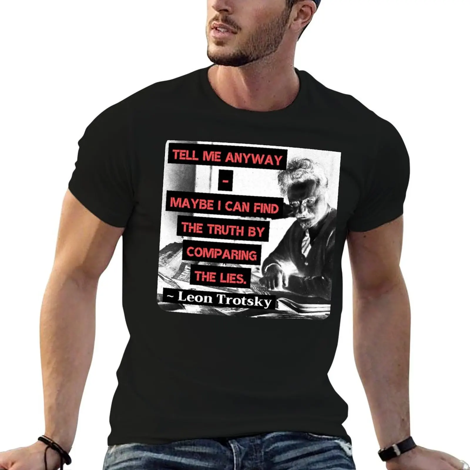 TRoTsky oN LiEs T-Shirt cotton graphic tees cute clothes Blouse mens graphic t-shirts anime