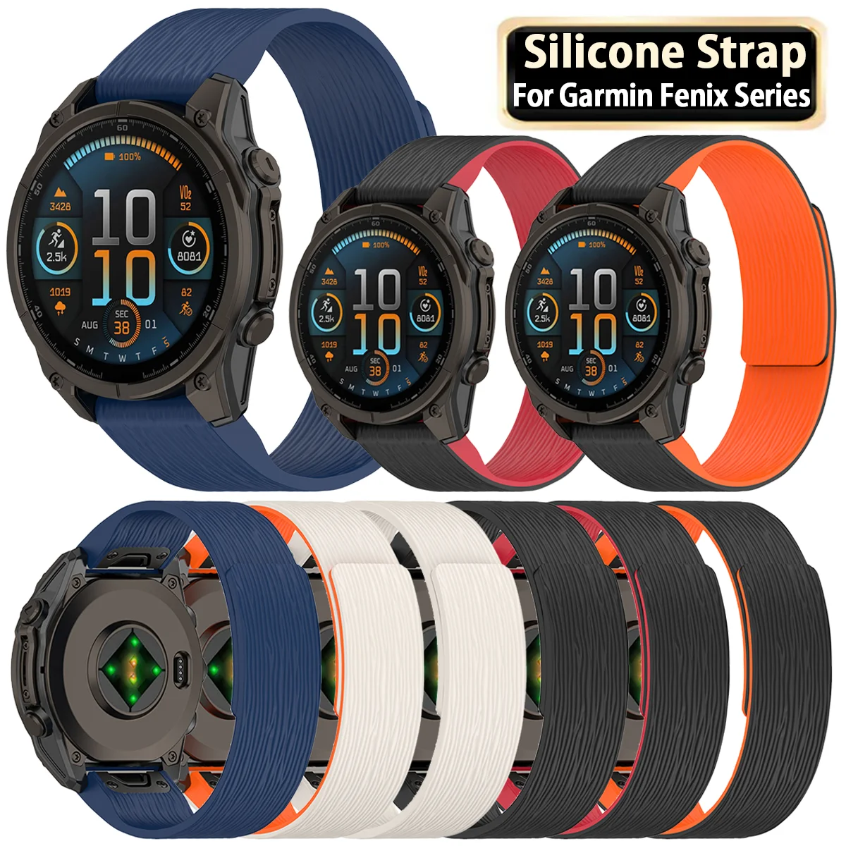 

20mm 22mm 26mm Silicone Magnetic Quick Fit Strap For Garmin Fenix 8Pro 8 7 6 5 3 5X 6X 7X Forerunner 955 965 935 945 Watchband