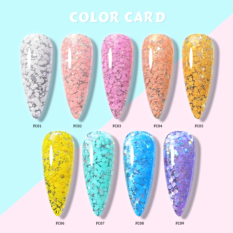 

CHUNSHU 10ML Soak Off Snowflake Nail Gel Polish Semi Permanent Glitter White Sequins Nails Art Design Varnishes Glass Bottle