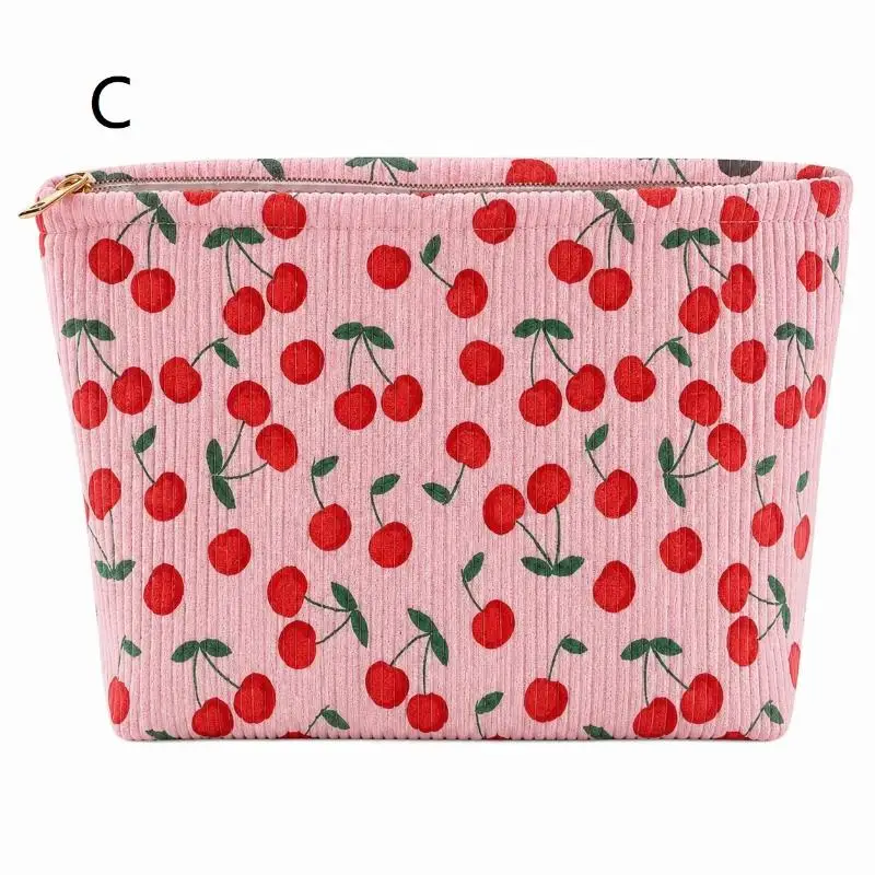 Women's Bag Hand Painted Letter Color Heart Print Corduroy Zipper Cosmetic Storage Bag Lightweight Funny Fashion
