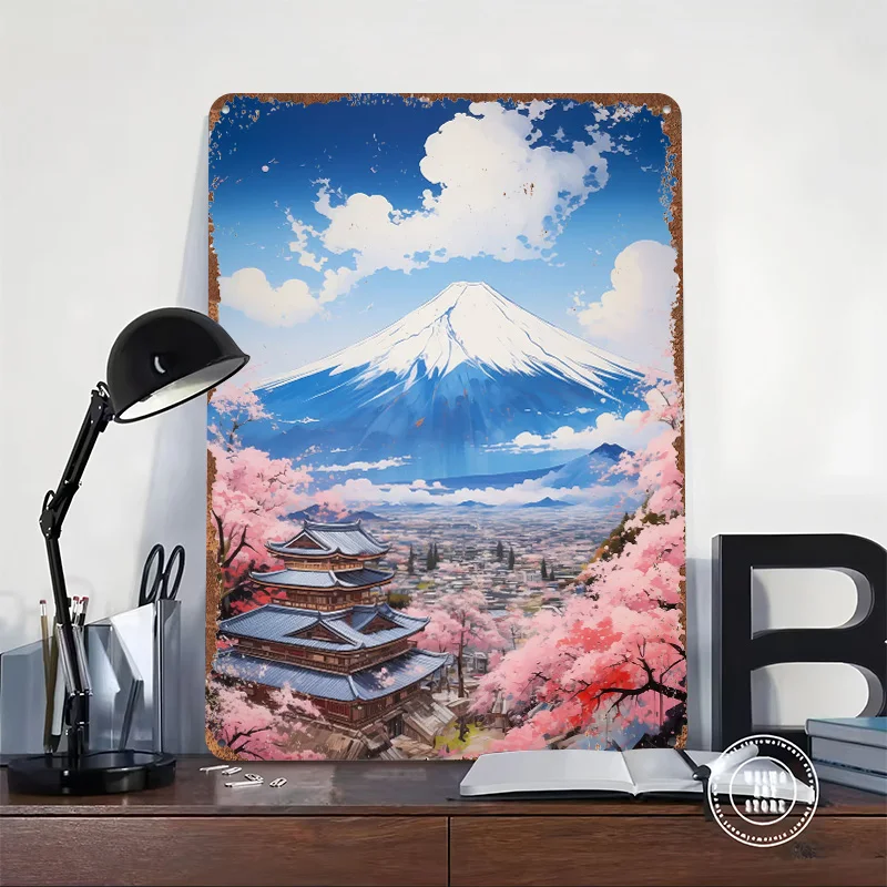 Pastel Fuji Metal Poster Customized Wall Art Retro Vintage Tinplate Signs for Man Cave Bathroom Decor Decoration Home Wand Deko