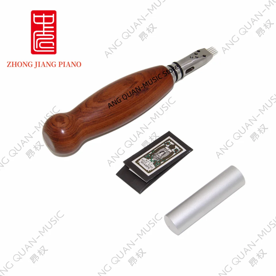 Piano Tuning Tool, Tuning Needle Row,Fixed Type,Five-Pin Needle Row, Material Is 304 Stainless Steel Handle Red Rosewood.