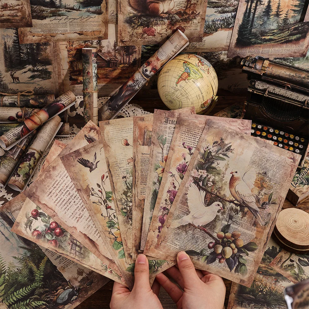 160 Blatt Vintage-Naturlandschaft-Scrapbook-Papier, nicht klebend, groß, 160 verschiedene Muster, DIY-Dekorationsmaterial, Papier – Detail 7