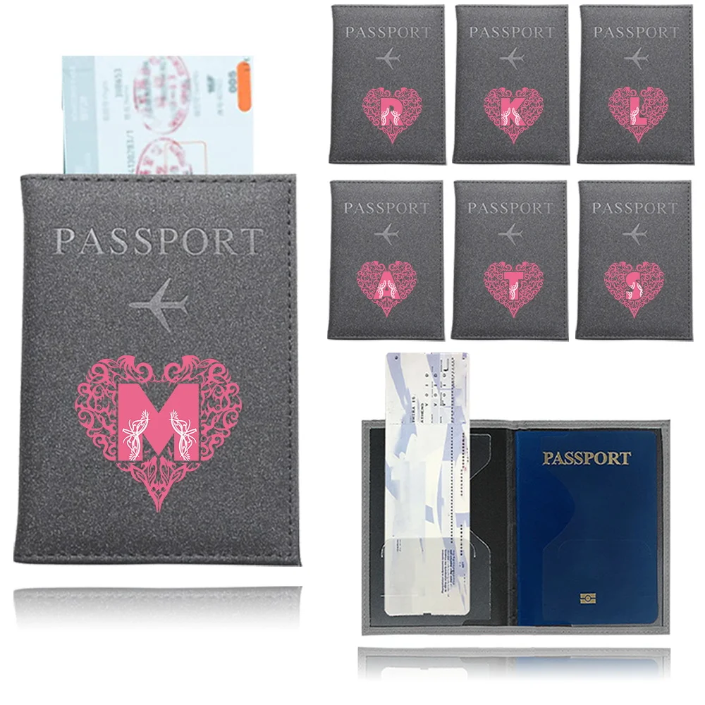 

Portable Passport Storage Bag Multi-Function ID Bank Card PU Leather Wallet Case Travel Accessories for Women Men Love Letter