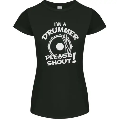 Drumming Im a Drummer Please Shout Funny Womens Petite Cut T-Shirt