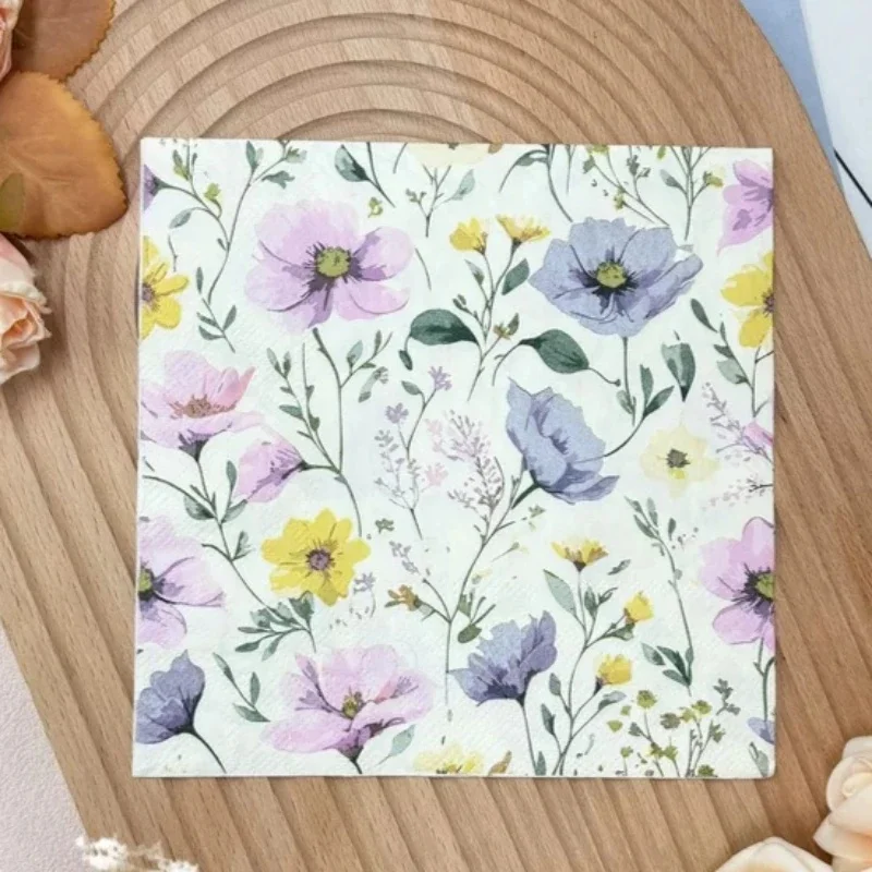 20pcs 33 * 33cm 2Ply Flower Theme Colorful Napkins Table Atmosphere Decoration DIY Decoupage Paper
