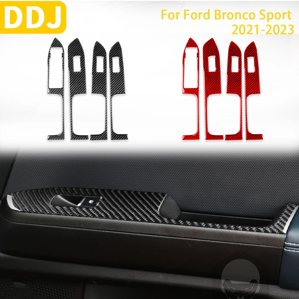 

For Ford Bronco Sport 2021 2022 2023 Accessories Carbon Fiber Car Interior Window Control Lifting Panel Trim Sticker Decoration