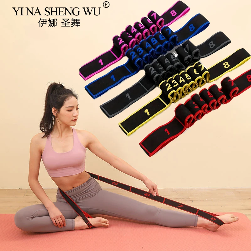 

8 Section Style Dance Yoga Stretching Belt Yoga Pilates Fitness Tension Belt Digital Stretching Elasticity Dance Training Sport