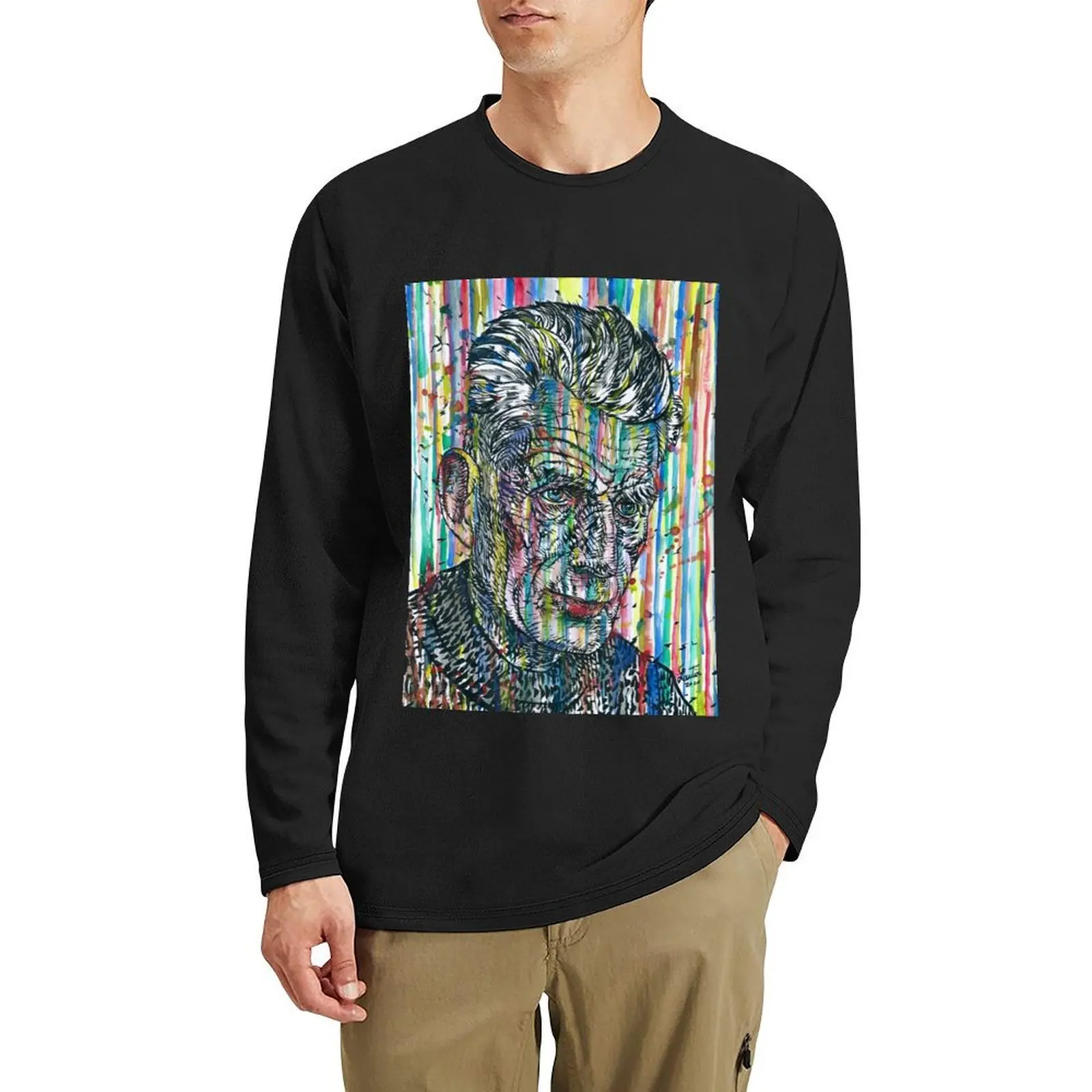 

SAMUEL BECKETT watercolor and ink portrait.1 Long T-Shirt oversized t shirts t shirt man tees sweat shirts, men