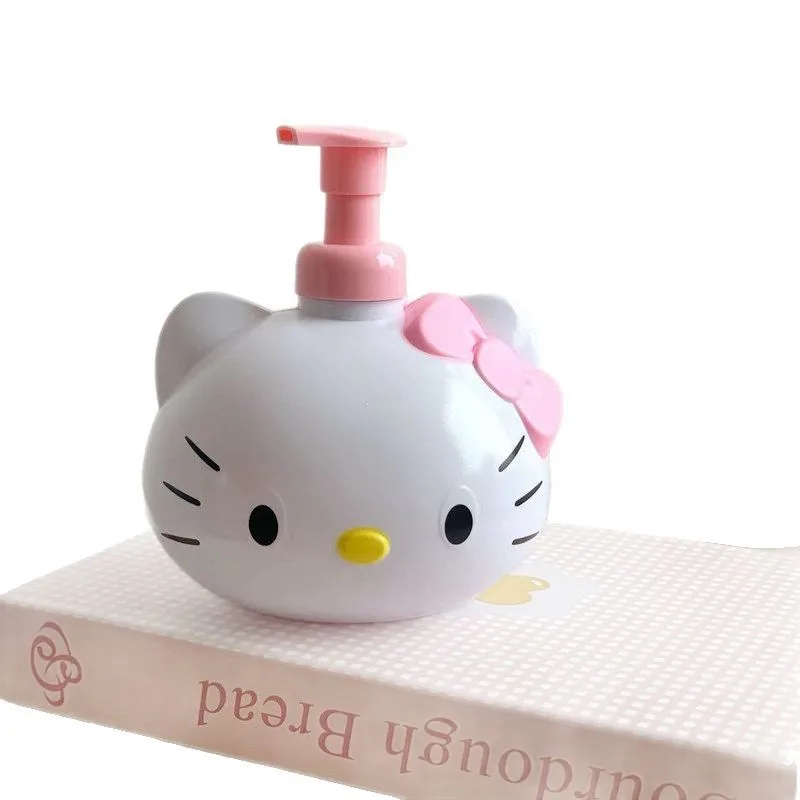 400Ml Miniso Hellokitty lindo Anime espuma botellas brillantes Kawaii dibujos animados limpiadores faciales y desinfectante de manos botellas porcionadas